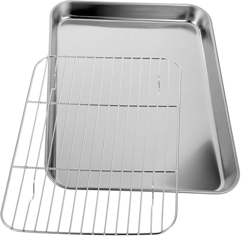 TOYZFRIENDY 2piezas Bandejas Para Hornear Con Rejilla Extraíble De Acero Inoxidable Bandeja De Drenaje Para Hornear Con Rejilla De Alambre Para Uso El Horno
