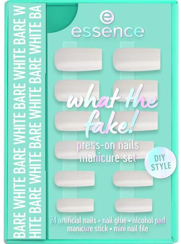 essence what the fake! PRESS-ON NAILS manicure set Nr. 04 Weiss 28pcs | Schnelltrocknend, Fixierend, Langanhaltend, Sofortiges Ergebnis