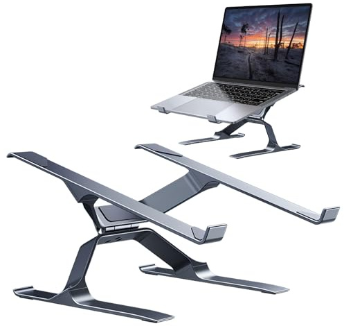 Support Ordinateur Portable, Support PC Portable Bureau Réglable en Aluminium, Laptop Stand Compatible avec MacBook Pro Air, Dell XPS, HP, Lenovo (13.3-17,3) (Gris)