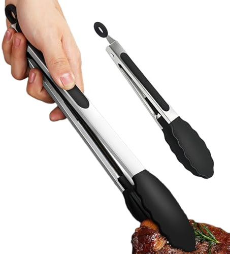 Pinzas De Cocina - Juego De 2 Piezas De Acero Inoxidable Para Servir | Resistentes Al Calor Para Freír Comida Parrilla Asador Camping Ensalada
