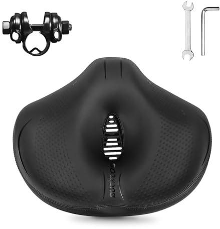 AEYINO Noseless Oversized Bike Seat for Men and Women,Comfortable Wide Bicycle Saddle Waterproof Soft Memory Foam Padded Replacement Cushion for MTB,Peloton,Mountain,City,Road,Exercise Bikes