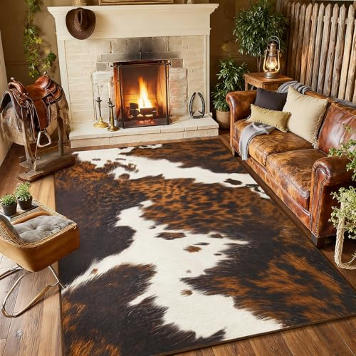 BENRON Soft Cowhide Rug 4x6, Faux Cow Hide Rug for Living Room Bedroom
