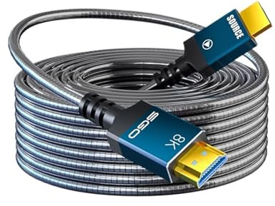 Outdoor Armoured HDMI 2.1 Cable 8K Fiber Optic Metal Armor Ultra High Speed HDMI Cable Anti-pull Anti-rodent Bite Anti-trampling.(8K HDMI 2.1,35m)