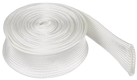 QUARKZMAN Guaina Intrecciata 2 Metri X 20mm Guaina Cavi In Fibre Di Vetro Ad Alta Temperatura Per Cavi Automobilistici Domestici E Ufficio Gestione Cavi Video Protezione Cavi Bianco