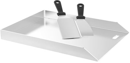 YUENFONG Plancha Grillplatte Plancha Grill 40x30x4cm Edelstahl Grillplatten inkl. Fettablauf, Universelle BBQ mit Grill Platten Grillspachtel & Schaber, für BBQ Gasgrill & Kohlegrill