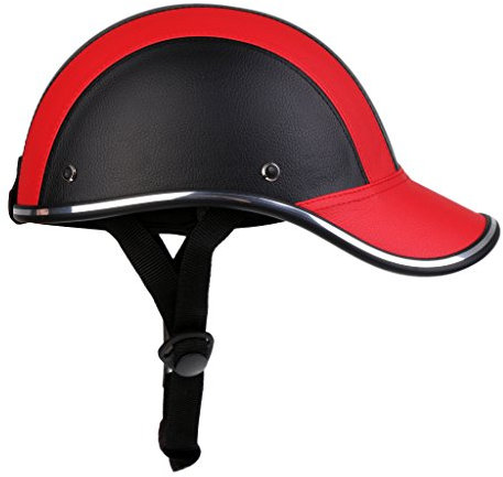 Homyl Motorradhelm Sommer Baseball Cap Schutzhelme Tropenhelm Fahrradhelm für Damen Herren - Schwarz Rot