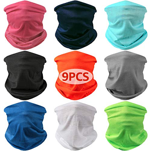 Neck Gaiter Headband UV Face Cover for Dust Wind Sun Protection Multipack