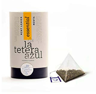 LA TETERA AZUL Infuso alla menta Premium, puro, pulito, solo foglie di menta. Infusione digestiva e rilascio di gas. Vaso di 20 piramidi.