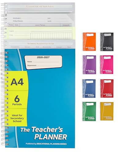 Educational Planning Books - The Teachers Planner 2026-2027 for Secondary School – A4 – Six Period Day – Page-a-Day & Undated, with Dedicated Pages for Year Planning, Exams, Marking and more (TP3-T)