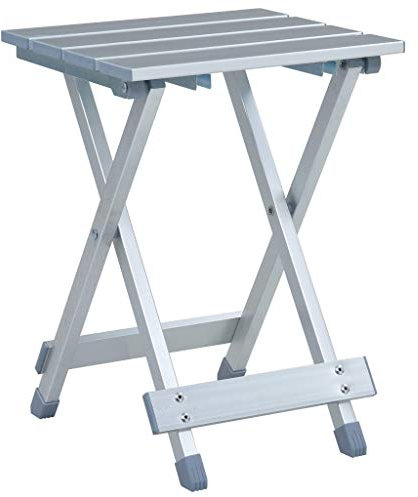 Tidyard Zusammenklappbarer Campinghocker Beistelltisch Hockers 28 x 26 x 39 cm,Hocker mit Lattenrost-Sitzfläche,als Hocker, Beistelltisch oder Fußstütze benutzt werden,Eloxiertes Aluminium,Silbern