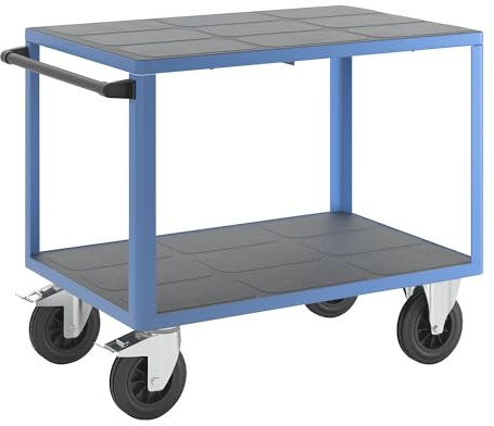 eurokraft | Montagewagen | Tragfähigkeit 500 kg | 2 Ladeflächen aus Kunststoff | Ladefläche 1050 x 700 mm | Gestell lichtblau