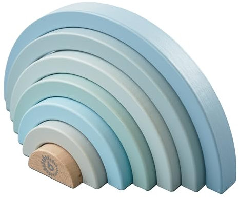 Bieco Holz Regenbogen Baby blau - Steckspiel Holz - Motorikspielzeug Holz Baby Regenbogen Holz groß - Regenbogen Bausteine Holz Holzregenbogen Regenbogen Stapelspiel Stapelregenbogen Regenbogen blau