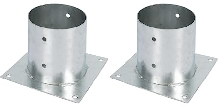 Alberts 212599 Ancre sur platine | pour poteau en bois rond ou carré | galvanisée à chaud | Ø 141 mm | Set de 2 pièces