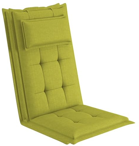 sunnypillow Lot de 2 Coussins de Chaise de Jardin Dossier Haut - 120 x 50 x 9 cm - Résistant UV, Impermeable, Extérieur - Cordons de retenue, Bande de réglage, Repose-tête Amovible - Vert