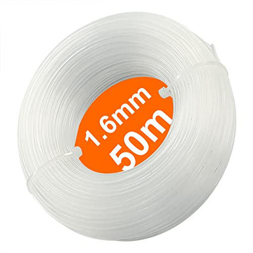 Zeqeey Round Nylon Grass Trimmer Line Cord Diameter 1.6mm 0.065 inch 50m 164ft Soft Strimmer String Rope Wire for Home Park Garden, 1 Pcs, White N16