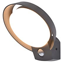 LUTEC LED-Außenwandleuchte Polo,runde Außenlampe m.Bewegungsmelder,Moderne Wandleuchte aus Aluminium in Anthrazit, 16,1Watt,1100 Lumen,3000 Kelvin,Wandlampe