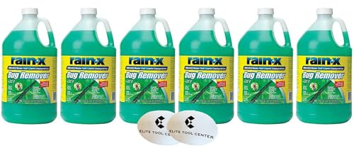 Rain X Green - Paquete de 6 líquidos para limpiaparabrisas con repelente de lluvia y removedor de insectos, 32 F fluido para todo tipo de clima, 1 galón cada uno