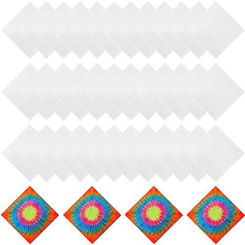 Fivebop 20/40 Stück weiße Bandanas für Batikfärbung, DIY, blanko, Baumwoll-Bandanas, einfarbig, Taschentücher, Stirnband, Kopfwickel, 55,9 x 55,9 cm