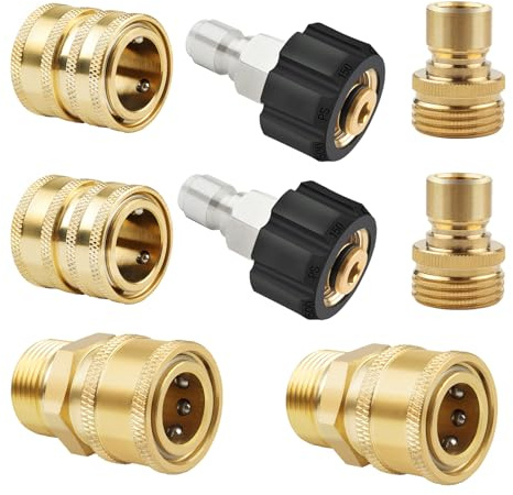 Remedare Hochdruckreiniger-Adapter-Set, M22 metrisches Außengewinde-Schnellverbinder, M22 schwenkbar auf 3/4 Zoll auf Schnellverschluss, 3/8 Zoll Schnellanschluss, 8er-Pack