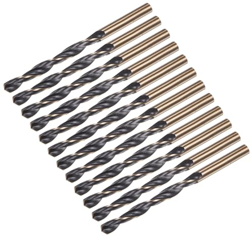 sourcing map 12pcs Jobber Drill Bits 6mm (0.236) Black Nitride & Gold Titanium Coated M2 High Speed Steel (HSS) Twist Drill Bits for Stainless Steel Aluminum Alloy Metal