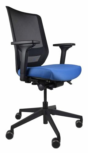 Trendoffice to-sync pro, ergonomischer Bürostuhl, mit Armlehnen, modernes Design, Homeoffice, umweltzertifiziert, by Dauphin (Schwarz/Azurblau, Netz-Rückenlehne)