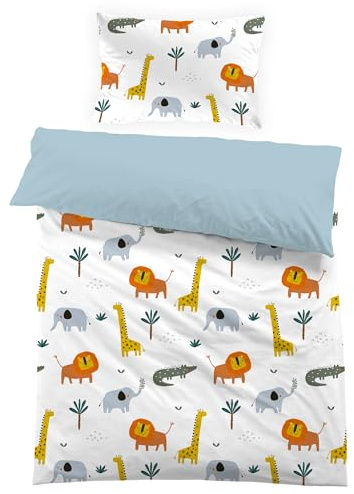 MUSOLEI Funda nórdica infantil 120x150 animales niña niño juego de cama 1 persona en microfibra dibujos animados cartoon 3D estampado con funda de almohada 40x60 regalo fiesta cumpleaños, Animal01