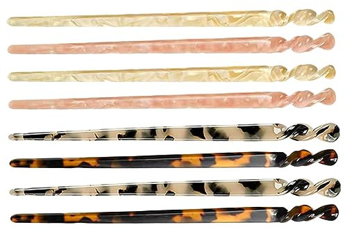 Ipetboom 8pcs Tortoise Shell Hair Pin Hair Stick Acetate Material for Women Girls Vintage Retro Style for Wedding Party