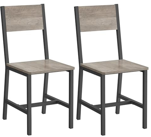 VASAGLE Esszimmerstühle, Küchenstühle, 2er Set, Metallrahmen | für Esszimmer, Wohnzimmer, Küche, Heather Greige-Mattgrau, BARNET Kollektion LDC092G01