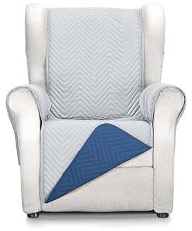Martina Home Milano Funda Cubre Sofá, Protector para Sofás Acolchado Reversible 1 Plaza/Relax Gris/Azul