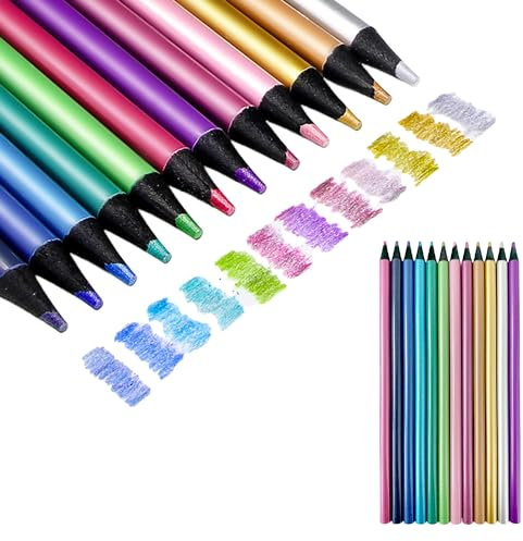 NYGGTYK 12 Buntstifte, Metallstifte, 12-Farben-DIY-Bleistifte, Kreative Graffiti-Stifte, Malstifte Für Kinder, Geeignet Zum Färben, Malen Und Graffiti Von Handgefertigten Produkten