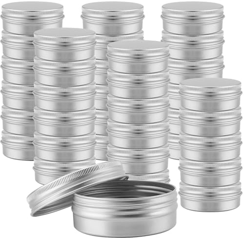 MUNGHOK 36 stycken 60 ml aluminiumburkar med skruvlock, tomma metallburkar runda med lock, krämburk burk för läppbalsam grädde smycken