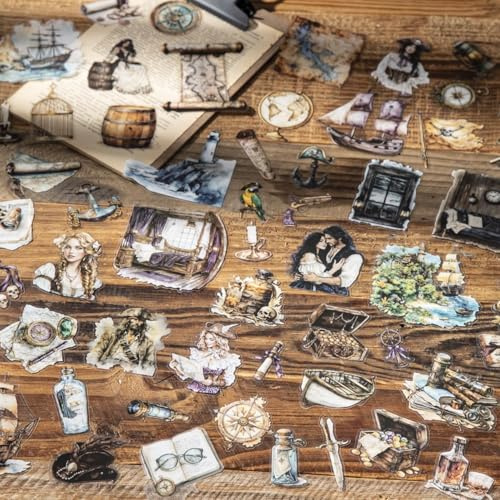 120pcs Scrapbook Zubehör PET Nautische Serien Scrapbook Sticker Für Journal | Scrapbooking Zubehör Für Bullet Journal Für Fotoalbum,Notebook,DIY Journaling,Painting(Maritime Travel)