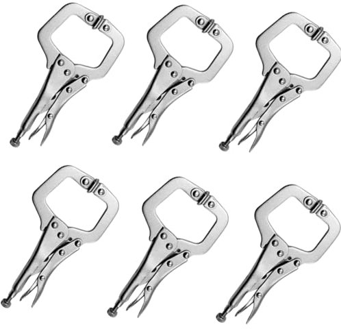 6 Inch C Clamp Locking, 6Pcs Heavy Duty Welding Clamps Pliers Set Vise Grip Clamps with Swivel Pad for Electrician Maintenance, Wood Working, Welding and Craftsmen Home Workshop
