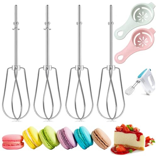 4 Pezzi Mini Fruste Da Cucina Frusta Elettrica Accessori Fruste Cucina Piccole Dotato Di 2 Separatori Di Albume D'Uovo Per Mescolare la Panna,la Miscela di Uova, ecc