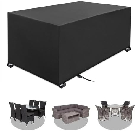 PDSYCB Garden Furniture Covers 190x125x80cm Outdoor Furniture Cover Waterproof 420D Oxford Outdoor Patio Table Cover Windproof Weather Resistant for Garden Table & Chairs - Black