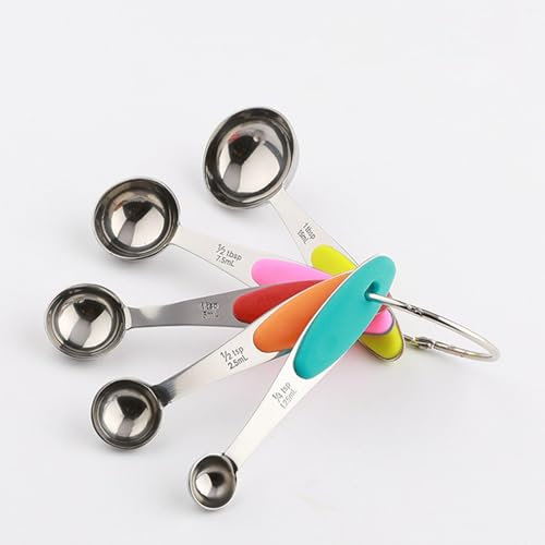 5-Stück MesslöFfel, MesslöFfel Set, MesslöFfel Gramm, MesslöFfel Edelstahl, 5 Measuring spoons für Trockene und Flüssige Zutaten, Gutes Küchenwerkzeug Haushaltshelfer