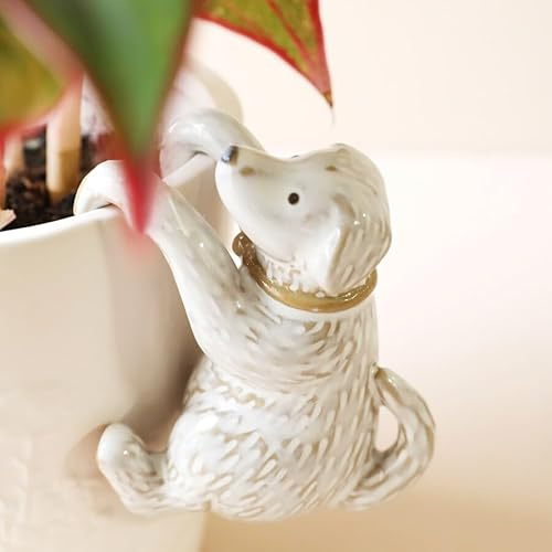 Houseplant Accessory, Dog Plant Pot Hanger, Hanging Ceramic Dog Animal Decoration for Plant Pots, Dog Pot Hanger, Small Dog Ornament for Plant Pots, Dog Figurine, Plant Animal, Dog Lovers Gift