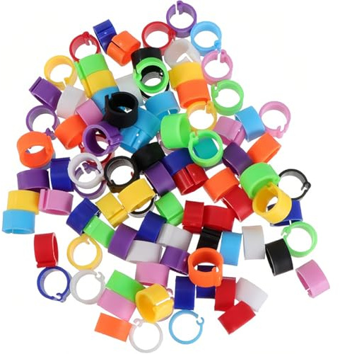 JEYORZY 100 pcs bagues d'identification pour oiseaux de 8mm, adaptées aux pattes des calopsittes et des pigeons, Accessoire ludique pour décorer les bandes de jambe des oiseaux, couleur aléatoire