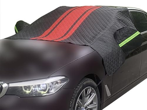 Frontscheibenabdeckung für Smart Fortwo Forfour Forjeremy Forspeed, Faltbare Winter Windschutzscheibe Frostabdeckung Gegen Schnee Autoabdeckung Eisschutzfolie,Black-Red