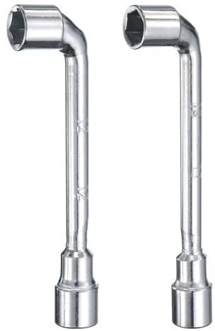 QUARKZMAN 2 Stück L-förmiger Winkel-Sechskantschlüssel 12mm 13mm 45# Stahl Doppelseitiger metrischer 6-Punkt-Rohrsteckschlüssel für allgemeine Reparaturen, Pipeline, Fahrrad- und Autowartung