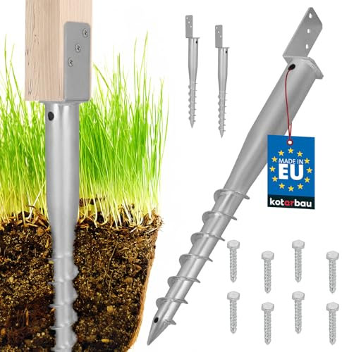 KOTARBAU® 2 pezzi L supporto per pali da avvitare, L 735 mm, in acciaio zincato, manicotto di invasione, boccola per pali a L, bullone di ancoraggio a terra, ancora, pali in legno, recinzioni da