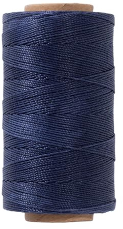 KIVISIN Hilo encerado redondo resistente de 0,8 mm, 218 yardas, color azul oscuro, cordón grueso recubierto de cera de poliéster para coser cuero, tapicería, cordel de batido, tejido de cestas y