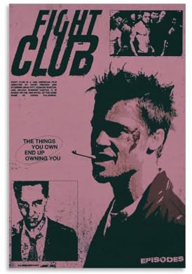 Kampfposter Club, Vintage-Filmposter für Zimmer, ästhetische Leinwand, Wandkunst, Schlafzimmerdekoration, 30 x 45 cm