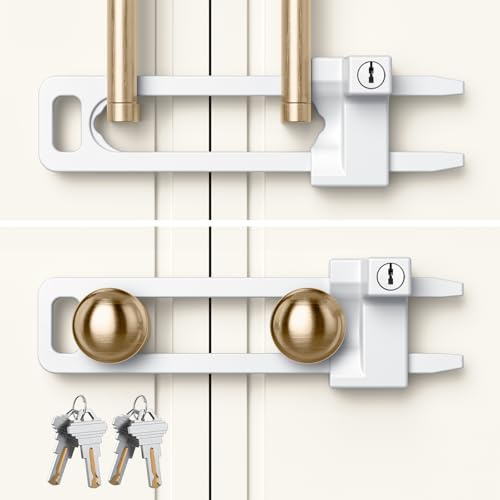 AST Keyed Cabinet Lock, 2 Locks 4 Keys, Key Alike, Childproof Drawer Latch