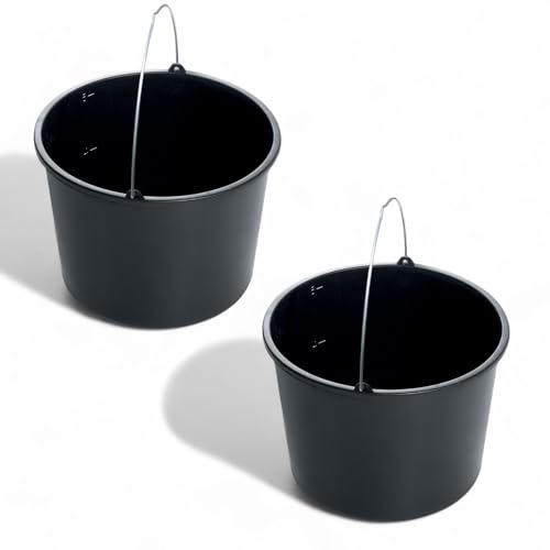 Schwarzer 5L/12L/ 16L/20L Eimer mit Skala – robuster Kunststoffeimer mit Griff – Putzeimer, Zementeimer, Wassereimer für Garten, Haushalt & Baustelle – Sets 5/10 St. (2, 5L)