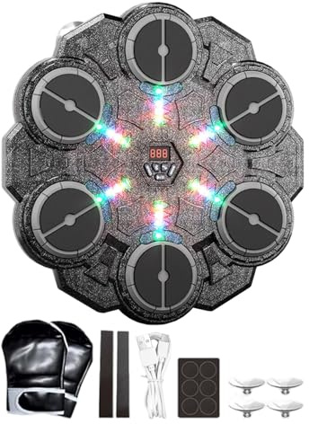 Máquina de boxeo musical, pavimento de golpe de pared con rastreador de ritmo de luz LED ajustable, equipo de entrenamiento de alto efecto, equipo de ejercicio profesional, fitness interior para niño