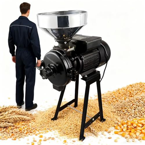 YXINHONGYUE black Home Grain Grinder 56×27cm Adjustable thickness Stainless steel Commercial Electric Flour Mill Easy Disassembly Cleaning for Bread Making Porridge Prep,220V