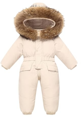 Schneeanzug Kinder Unisex Skianzug Verdickt Warm Schneeoverall Mit Kapuze Und Taschen Skioverall Wasserdicht Und Winddicht Winteranzug Jungen Mädchen Einteiliges Design Schneeanzüge