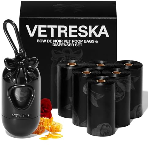 VETRESKA hundbajspåse dispenser, läckagesäker, extra tjock hundbajspåse, 1 st. påshållare och 105 stycken påsar för hundar och kattströ