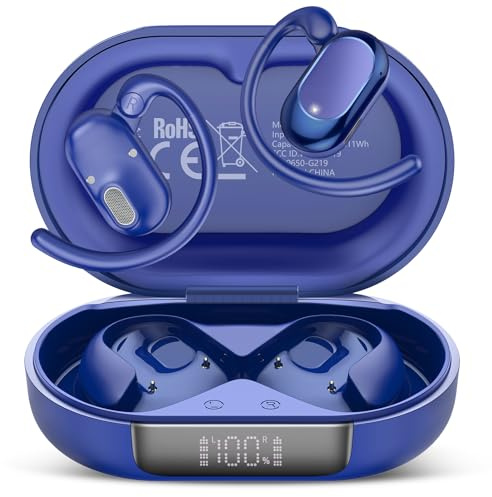 Open Ear Kopfhörer Bluetooth 5.4, 2026 Bluetooth Kopfhörer mit 14,2 mm Treiber, 36Std Ohrhörer Tiefem Bass mit 4 ENC Mic, IPX7 Wasserdicht Over-Ear Sportkopfhörer mit Ohrhaken für Laufen/Reiten/Büro